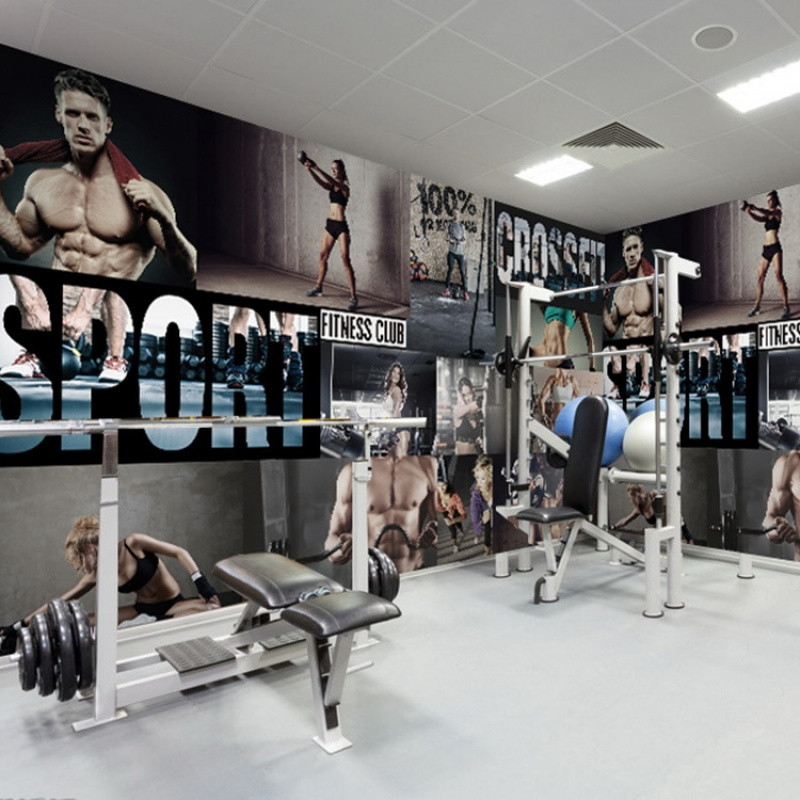 时尚涂鸦运动健身房墙纸酒吧KTV大型举重肌肉男砖墙木纹壁纸_0_1 高档无缝珍珠（整幅）