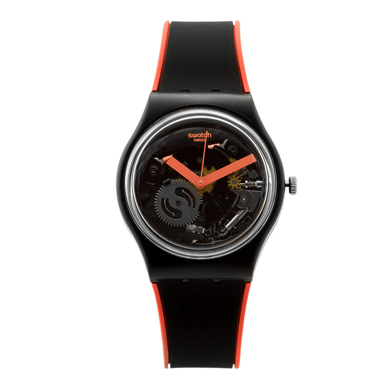 斯沃琪(SWATCH)手表 透视机芯石英表 红色轮廓 休闲时尚 男女通用 GB290