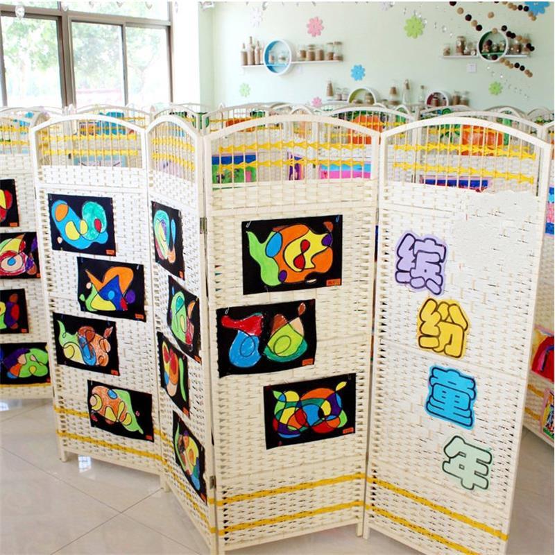 京好 包安装 孩童屏风隔断 环保纸绳手工编织 幼儿园学前班屏风隔断L165 高80宽40厘米上镂空下封闭