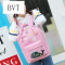 BVT中学生书包女帆布双肩包女小清新学院风男女背包手提休闲旅行包 黑色