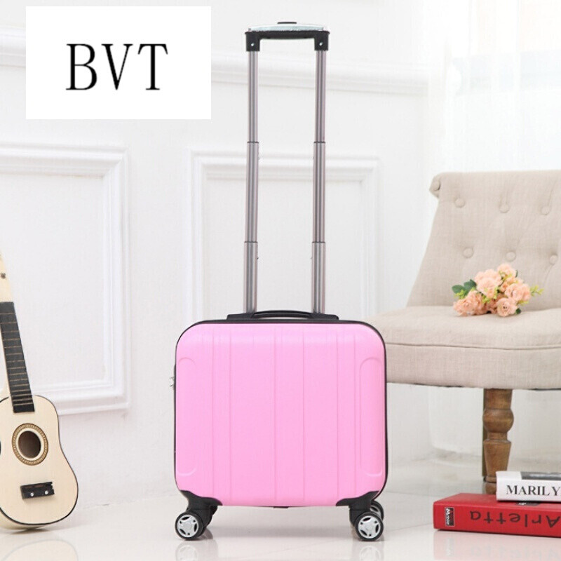 BVT17寸拉杆箱登机箱abs万向轮行李箱女16寸电脑旅行箱 17寸不带电脑层 粉红色