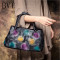 BVT复古真皮女包贝壳单肩斜挎包中年妈妈包软牛皮迷彩波士顿包 彩黑色