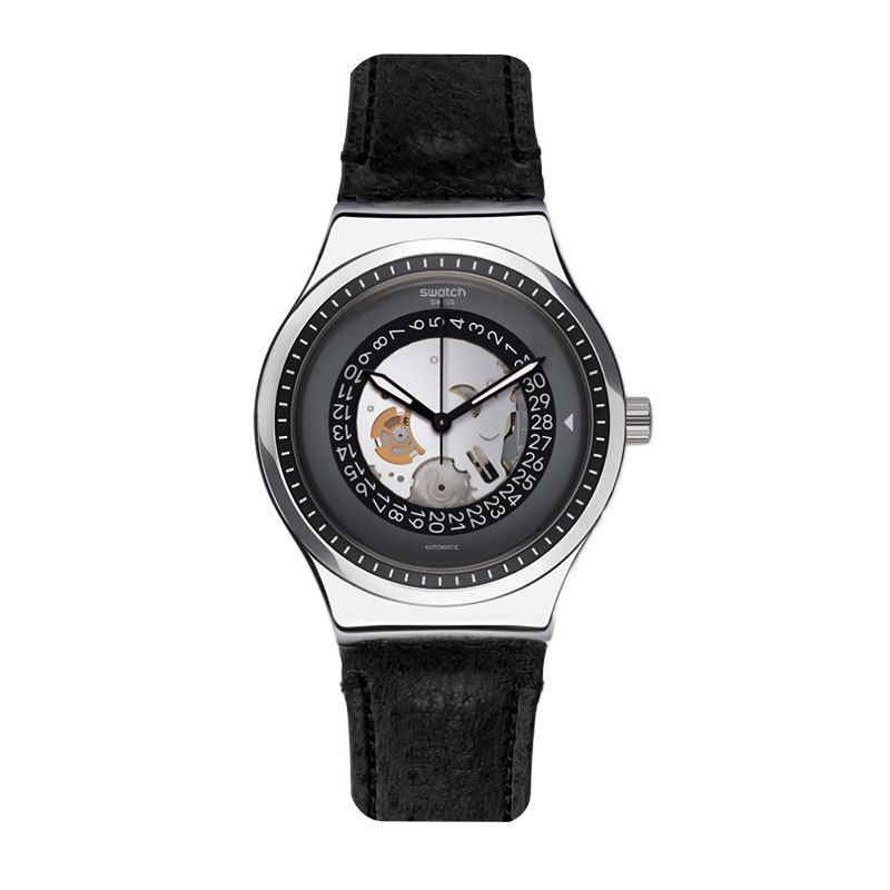 斯沃琪(Swatch)手表 装置51金属系列 休闲时尚 皮革表带 机械男士表YIS402