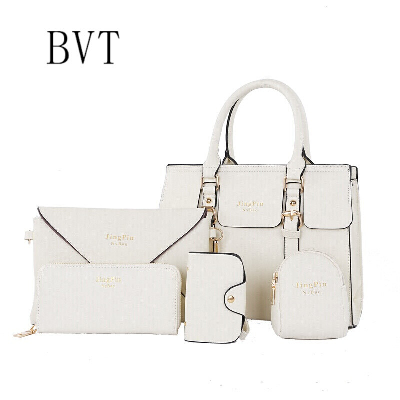 BVT女士包包新款女包欧美时尚子母包潮流单肩包手提斜跨大包 米白色