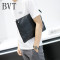 BVT男士复古手拿包软皮鳄鱼纹手抓包IPAD信封文件包夹包黑色 默认颜色