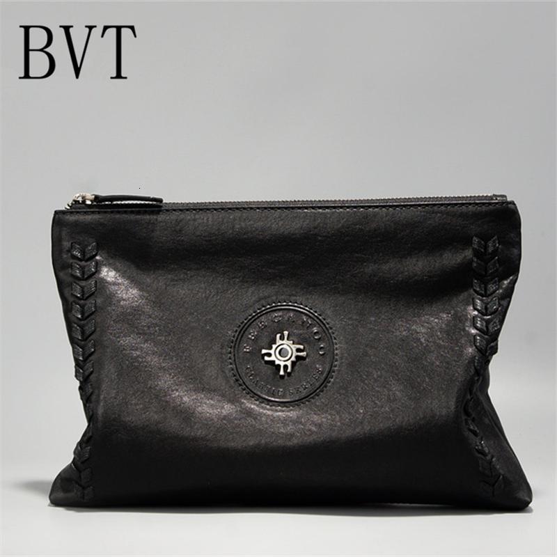 BVT软皮手包男真皮信封包手抓包牛皮韩版大容量男士休闲手拿包ipad包黑色_1 默认颜色