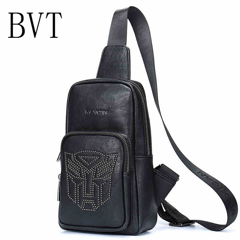BVT个性男士胸包韩版休闲单肩包学生迷你潮流斜挎小运动背包男包黑色 默认颜色