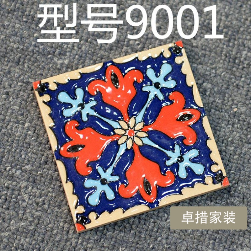 小花砖100X100欧式复古仿古地砖客厅卫生间瓷砖腰线彩色艺术花片_3_4