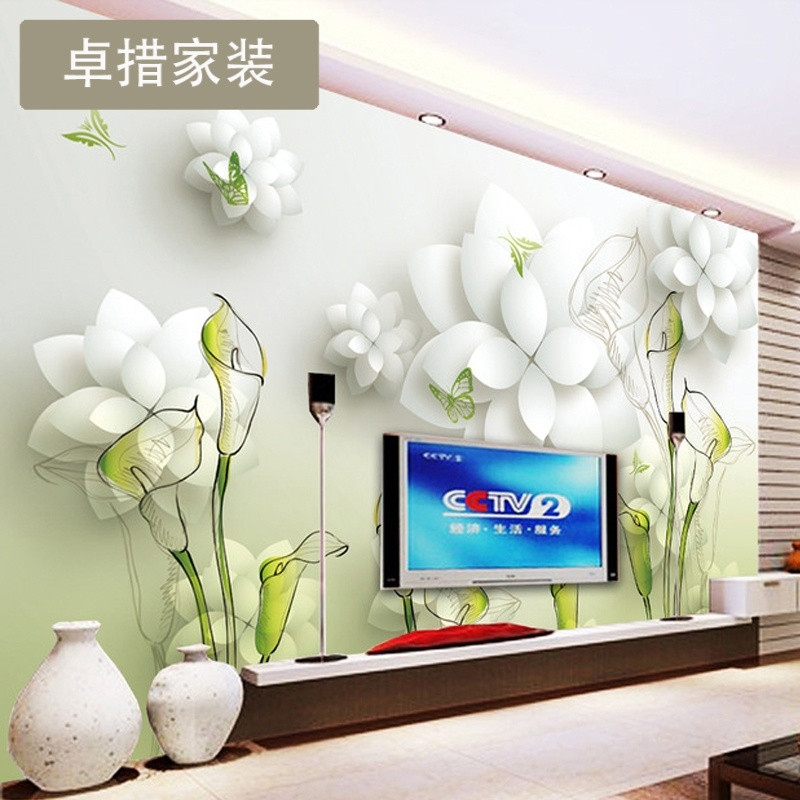 定制电视背景墙纸壁纸客厅3D立体无缝墙布大型壁画现代简约手绘 无缝油画布一平米