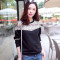 佐露絲RALOS秋天秋装中年大码女装妈妈装棉短袖T恤体血衫桖上衣服C L 8100黑色