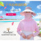 大沿遮阳帽女夏防晒防紫外线遮脸出游百搭户外骑车帽子太阳帽凉帽 白+玫红