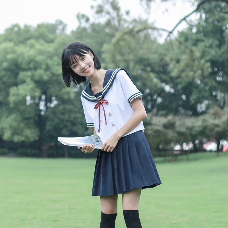 动真格(dongzhenge)日本水手服女学生班服jk制服短袖校服关西襟二本