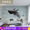 北欧手绘卧室卡通墙纸壁画3d立体鲸鱼艺术墙布儿童房背景墙壁纸 进口浮雕纹（拼接）