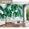 现代简约清新雨林植物芭蕉叶田园壁画背景墙绿色植物客厅墙纸壁画 免胶艺术布（拼接）