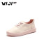 WIJI2018新款小清新减龄板鞋时尚圆头个性休闲英伦低帮平底女鞋潮 粉红色 40