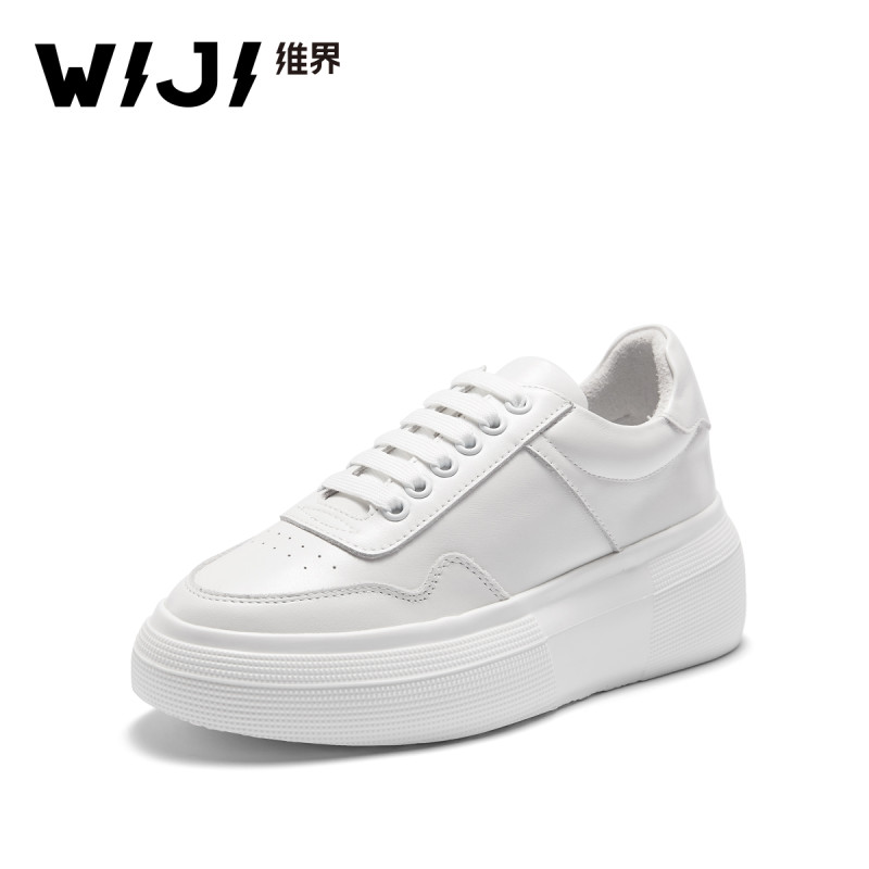 WIJI2018春夏季新款女鞋休闲板鞋时尚小白鞋松糕底潮款百塔运动鞋 白色 39