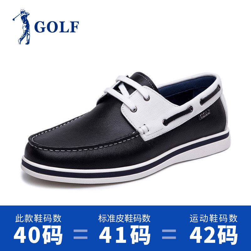 GOLF/高尔夫海军风休闲帆船鞋男时尚轻便百搭舒适休闲皮鞋子男_2 黑色 37