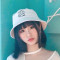渔夫帽男女春夏韩版百搭日系遮阳帽子原宿字母刺绣潮学生遮阳盆帽深卡其布色四排字母M（56-5 一排字母白色