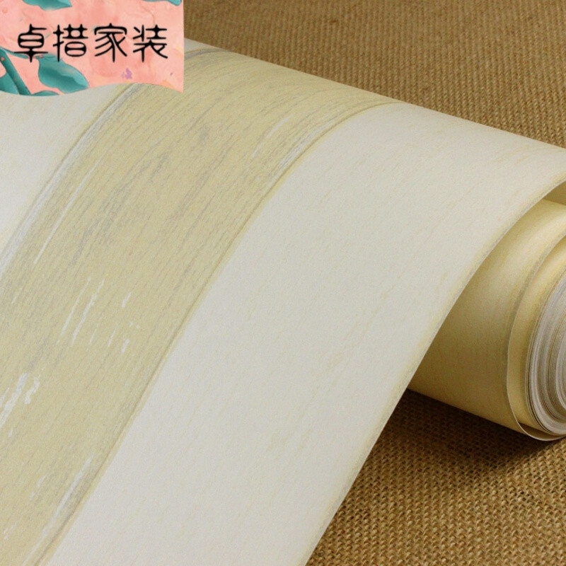 无纺布地中海复古木纹墙纸背景墙卧室客厅书房环保竖纹壁纸复古蓝色73602仅墙纸 复古黄色73601