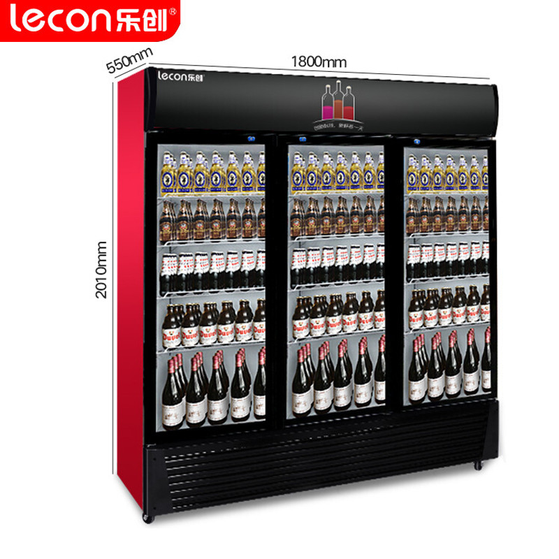 乐创（lecon）商用展示柜 1200L 冷藏饮料柜 冰柜立式冰箱 三门风冷