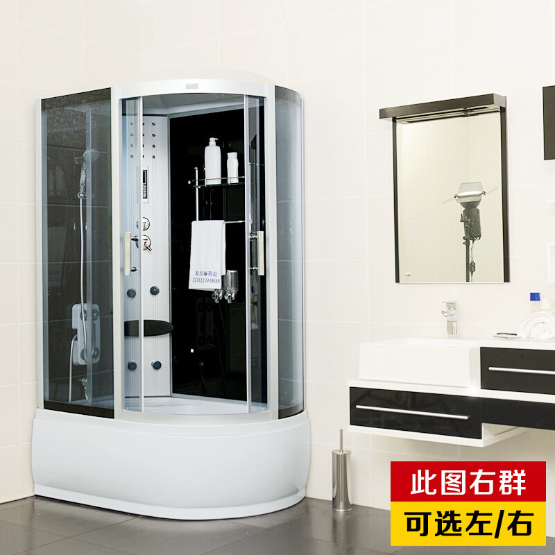 新款整体淋浴房整体浴室卫生间玻璃隔断一体式淋浴房浴缸双用浴室_1 120X85黑色