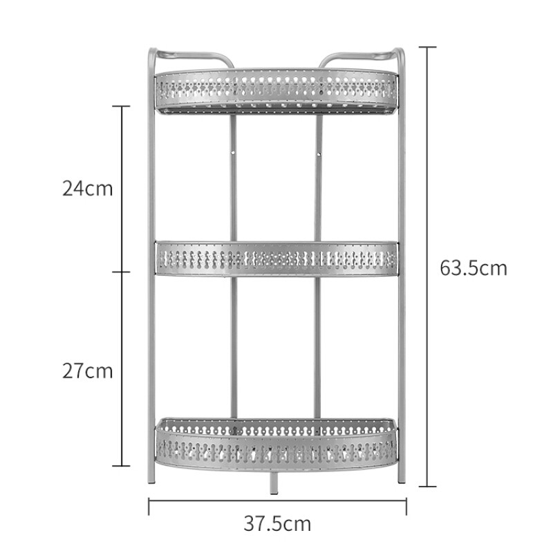 厨房置物架3层三角架转角架调料架收纳架落地调味用品墙上壁挂架福字置物架（三层）非壁挂23* 半月置物架（三层）可壁挂37.5*16*63.5