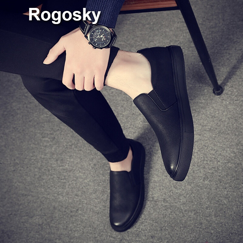Rogosky香港潮牌2018春夏季新款潮流乐福鞋男潮鞋一脚蹬懒人鞋子休闲皮鞋韩版百搭时尚 默认颜色 44