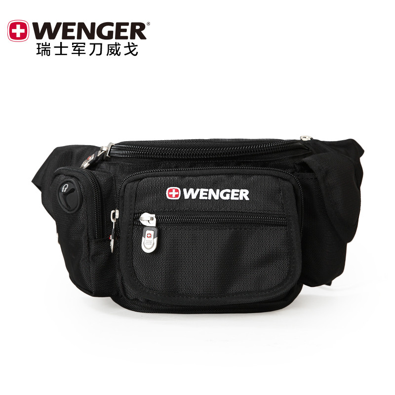 Wenger/威戈瑞士军刀运动休闲腰包单肩包贴身斜跨包男女腰包qc_XKK67 经典黑色
