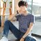 韦斯普 2018夏季新款男士短袖T恤韩版修身短T潮男圆领体恤衫B-T3010 XL 桃红色