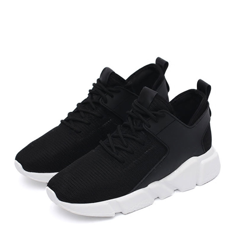 夏季新款男士低帮休闲鞋韩版百搭情侣运动鞋透气系带运动鞋旅游情侣鞋 黑色女款 37码女款