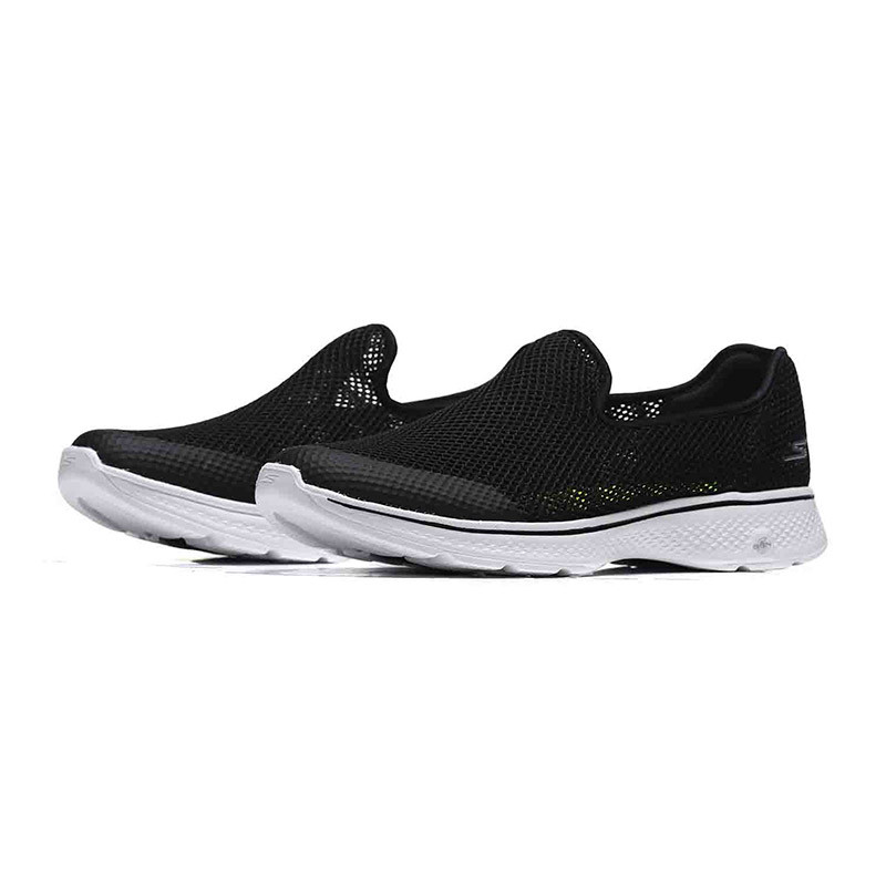 Skechers斯凯奇男健步鞋2018新款GO WALK 4网眼透气运动鞋54158. 54158/BKW黑色+白色 43.5码