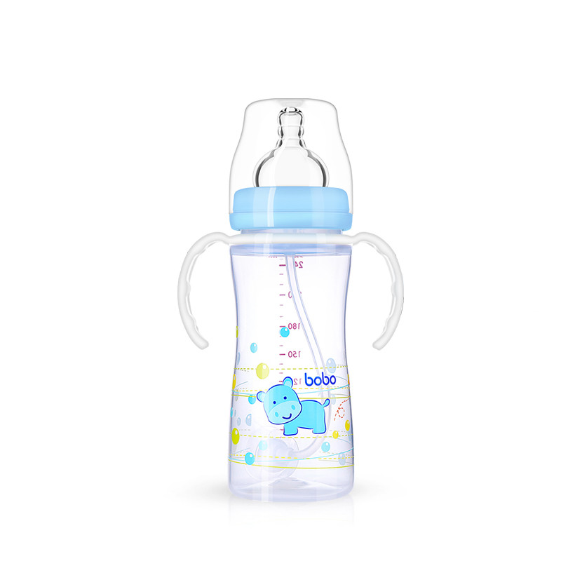 乐儿宝（bobo）婴幼儿PP宽口径奶瓶260ML（蓝色）适用年龄12月以上
