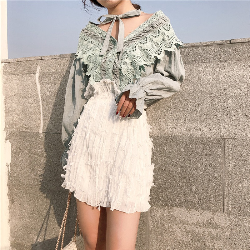 春装2018新款女装韩版chic气质高腰显瘦流苏半身裙百搭A字短裙潮_1 均码 白色