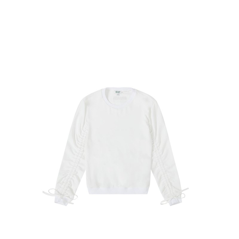 KENZO 刺绣字母绑带泡泡袖女士卫衣 2TO0985AM01 M 白色