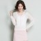 恒源祥V领针织衫女开衫2018春夏新款女装长袖薄款外套防晒空调衫_2 165/M 粉红