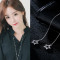 韩国S925银耳环气质简约五角星镶钻珍珠耳线长款防过敏纯银耳钉 银耳针不易过敏