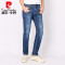 皮尔卡丹（pierre cardin）0800-203811 2018春夏新品男装直筒微弹磨白水洗牛仔裤 33(2尺6) 蓝色
