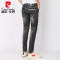 皮尔卡丹（pierre cardin）0800-203813 2018春夏新品男装水洗磨白时尚修身弹力舒适小脚牛仔裤 30(2尺3) 黑色