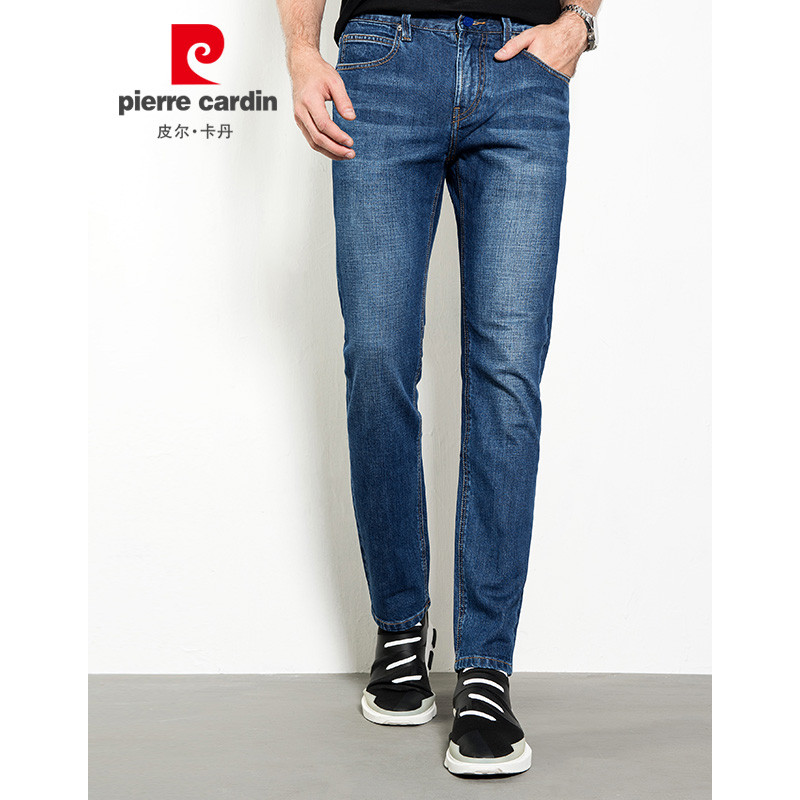 皮尔卡丹（pierre cardin）203705春夏男装百搭微弹休闲直筒中腰牛仔裤 33(2尺6) 蓝色