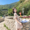 依伶梦2018实拍新款女装韩版气质收腰蕾丝连衣裙 S 杏色