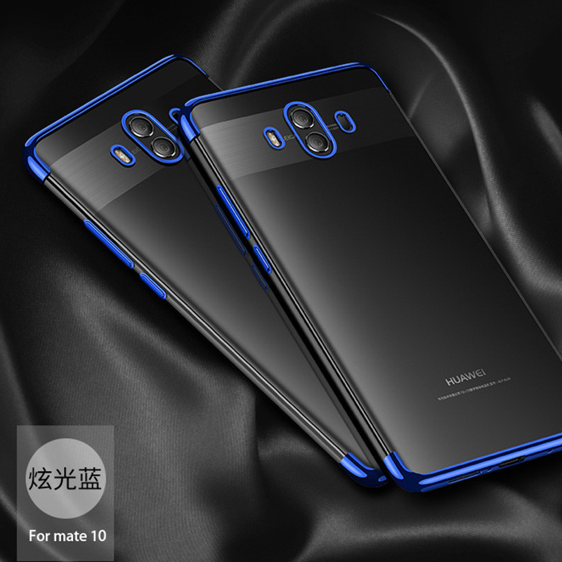 卡斐乐 华为mate10/mate10pro/保时捷版手机壳/保护套 硅胶软壳 全包边防摔后壳 超薄防滑电镀男女潮款透明 华为mate10-蓝色
