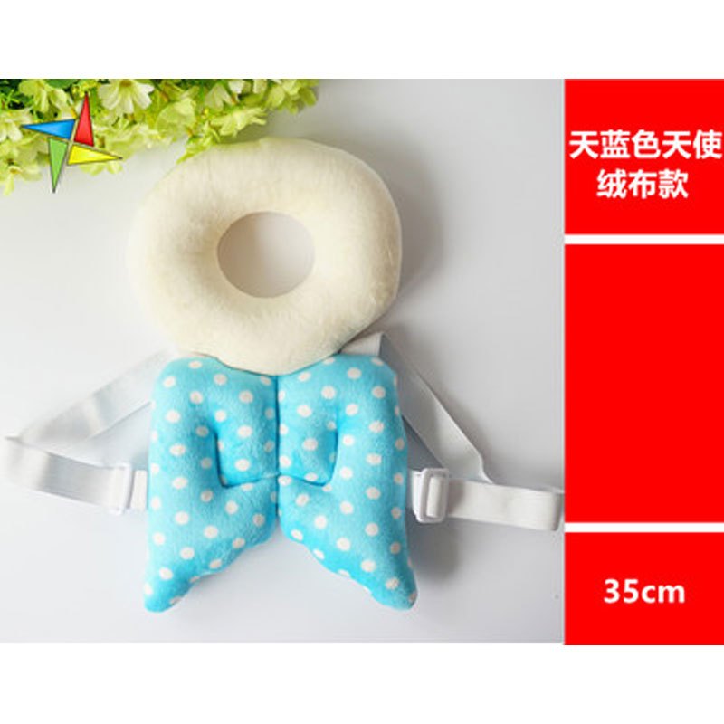婴儿护头垫儿童护头枕宝宝头部保护垫学步护头帽卡通形象萌趣可爱8-12个月婴幼儿床上用品 浅天蓝-天蓝色天使大号