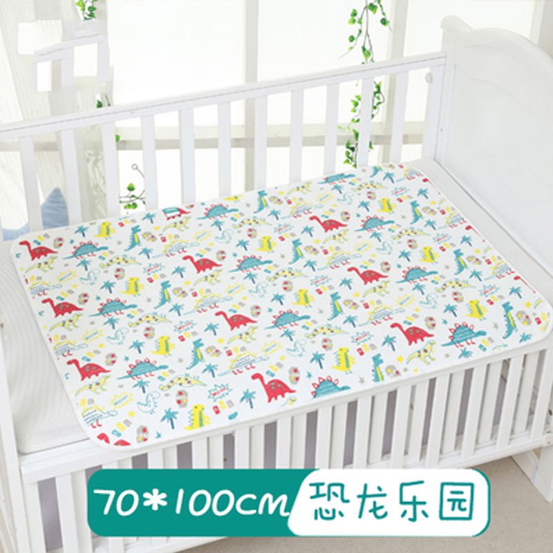 婴儿隔尿垫宝宝儿童棉纱布新生儿用品可水洗家居家用品景气护理垫清新卡通男宝宝女宝宝四季通用隔尿垫 70*100cm【恐龙乐园】