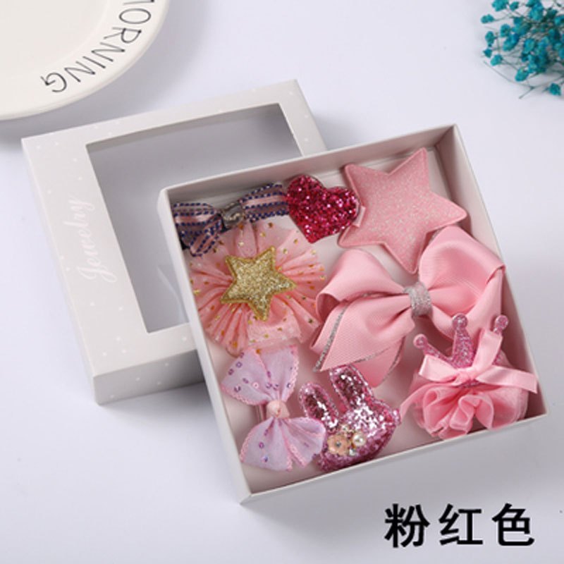 儿童发夹皇冠头饰小女孩发卡发饰套装女童宝宝淑女夹子可爱清新小学生发夹四季通用婴童头饰 粉红色