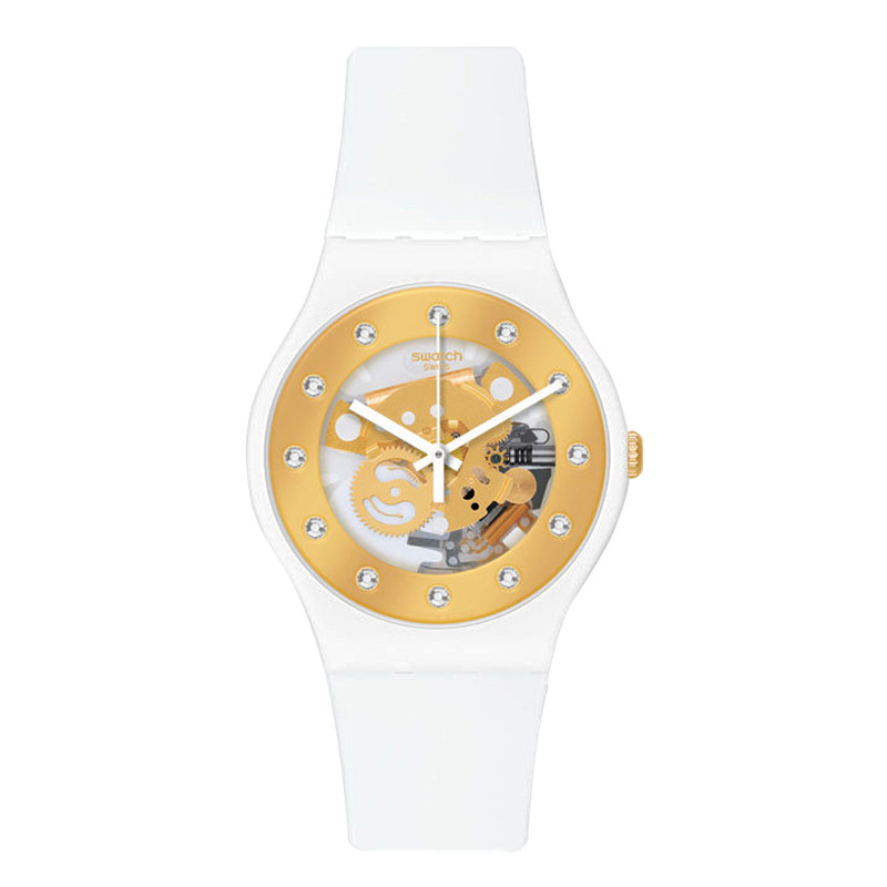 斯沃琪（Swatch）手表 炫彩透视系列 石英男女手表圣诞金魅SUOZ148 SUOZ148