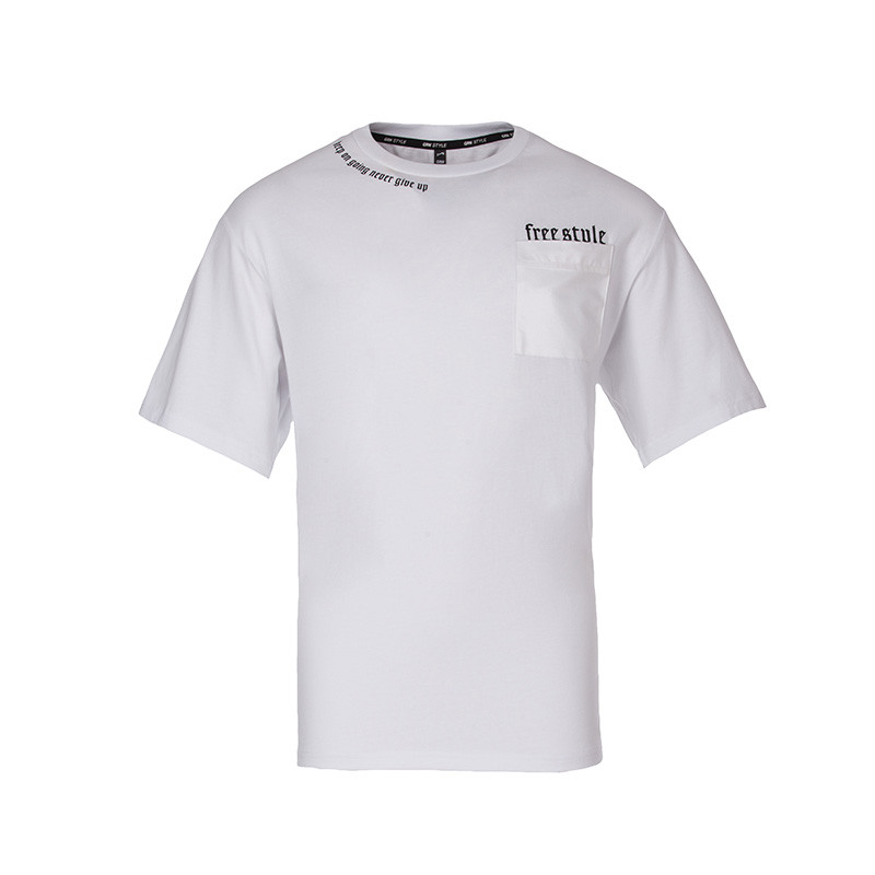 贵人鸟男针织圆领短袖T恤2018新款夏季休闲透气宽松运动服018B001 XL 白色