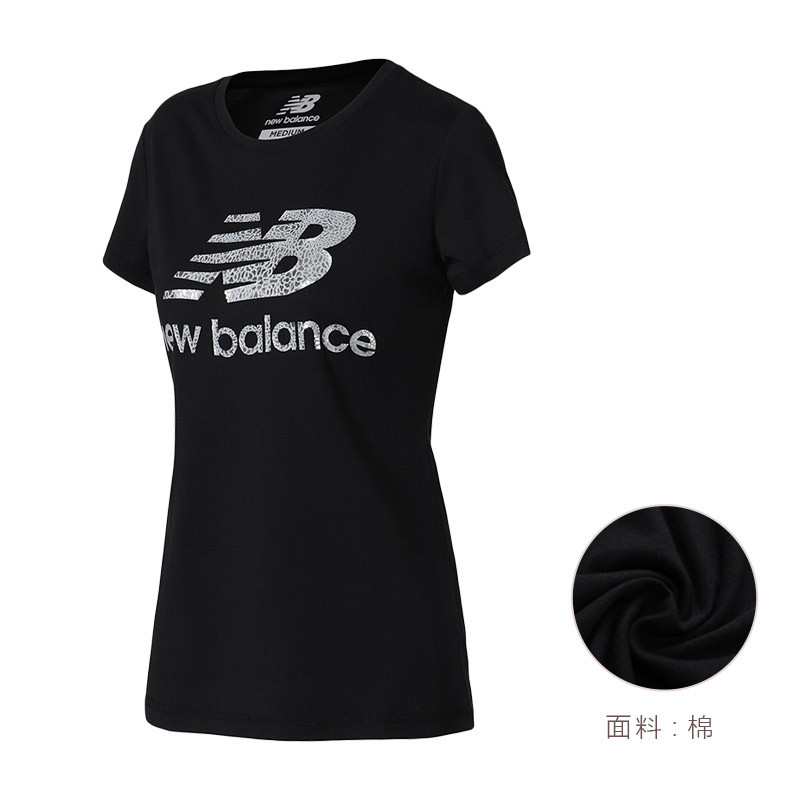 New Balance/NB女短袖T恤新款针织圆领透气休闲上衣 AWT81559 XL AWT81559-BK黑色