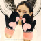韩版卡通手套女冬可爱加厚毛绒手套冬天保暖包指手套可爱全指手套西瓜红(爱心款)均码 粉色(小熊款)