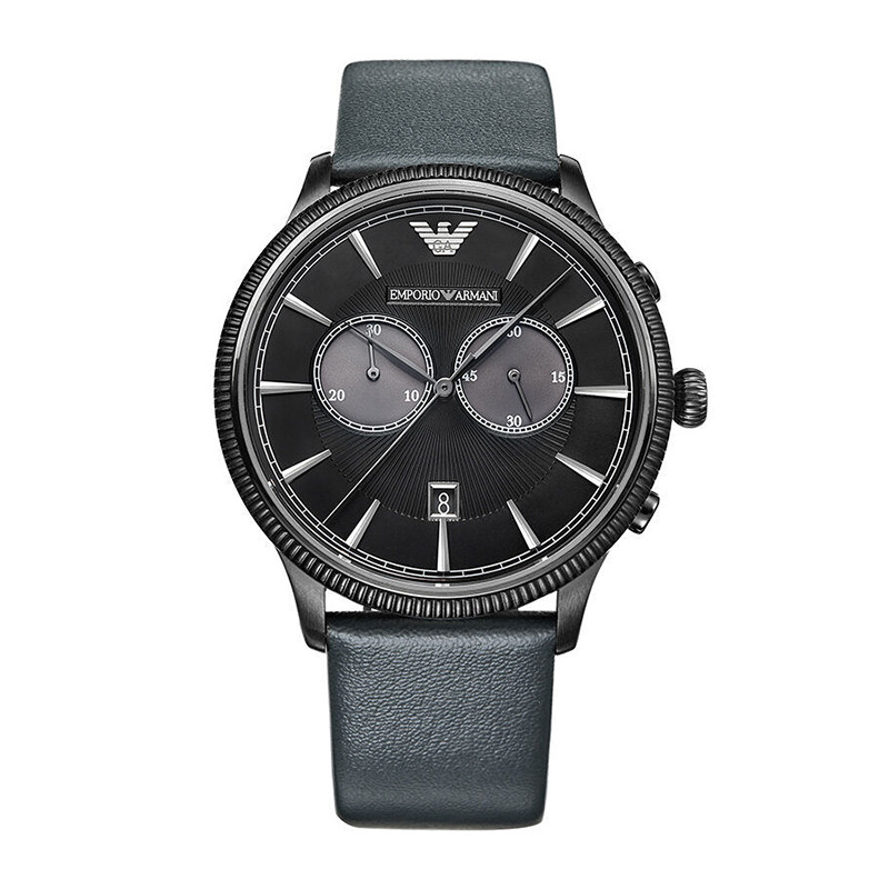 阿玛尼（EMPORIO ARMANI)手表 皮质表带男士经典休闲石英腕表欧美品牌 AR1794