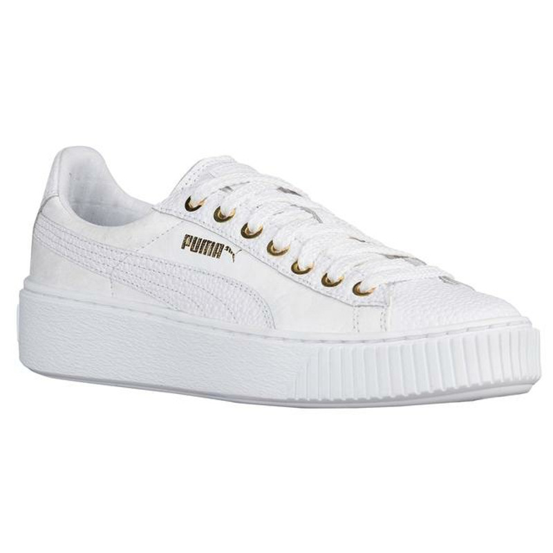 PUMA 彪马 松糕鞋全白松糕底珍珠皮板鞋编织透气364233 白色 43码